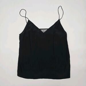 Anthropologie Top Womens Small Black Cami Tank Lace Adjustable Silk By Eloise